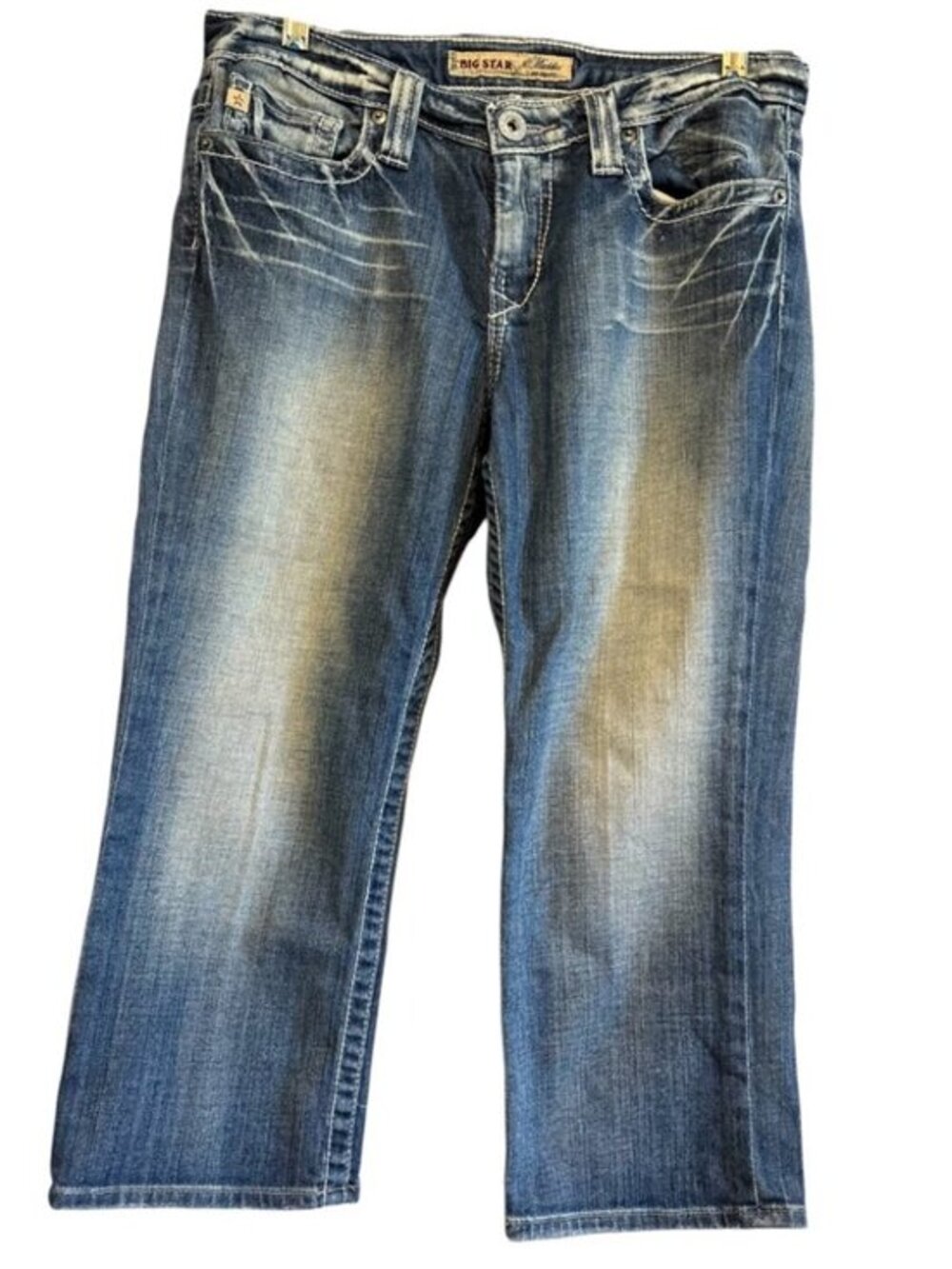 Big Star Maddie Mid Rise Fit Crop Denim Jeans Size 28